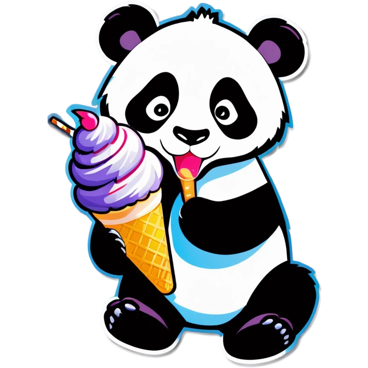 Panda eating ice cream emoji