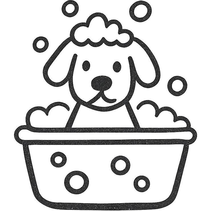 a dog taking a bath emoji