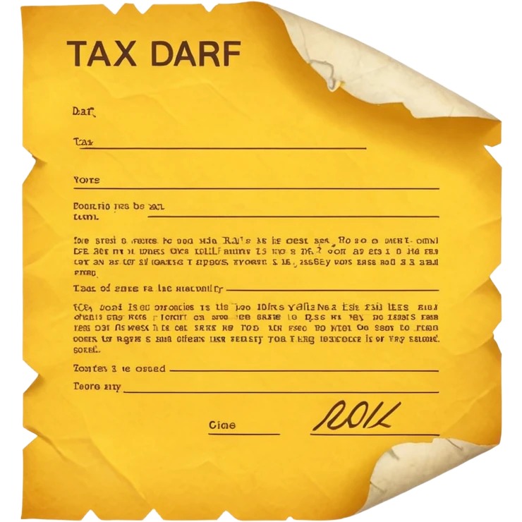 yellow paper tax document with subtle 'DARF' text, simple and expressive emoji
