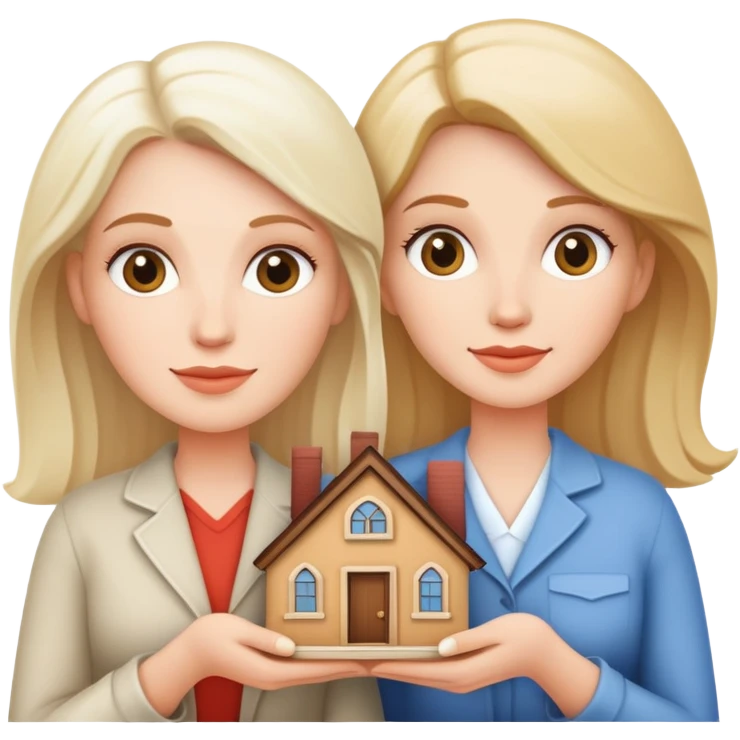 3 white women holding a home title emoji