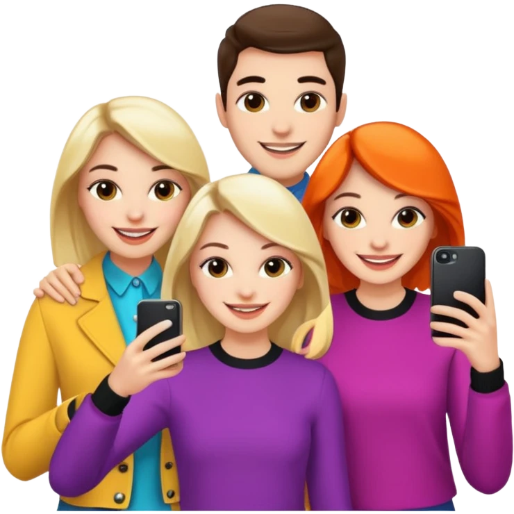 selfie of three stylish friends emoji