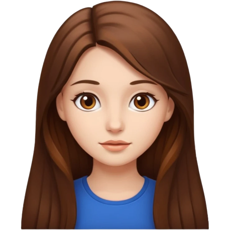 beautiful girl with long and brown hair and brown eyes emoji