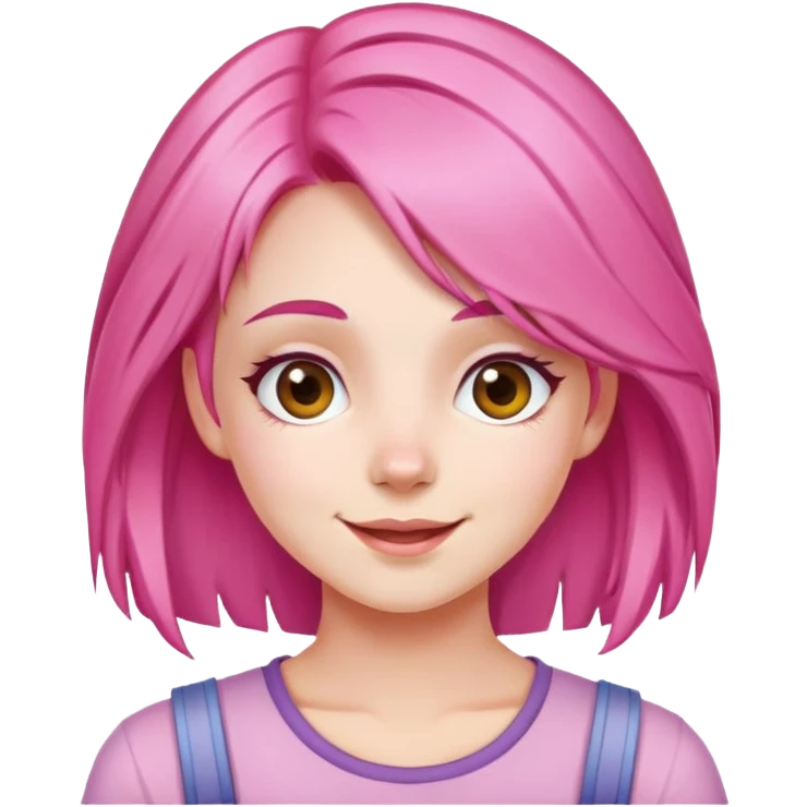 girl with pink hair, cheerful expression emoji