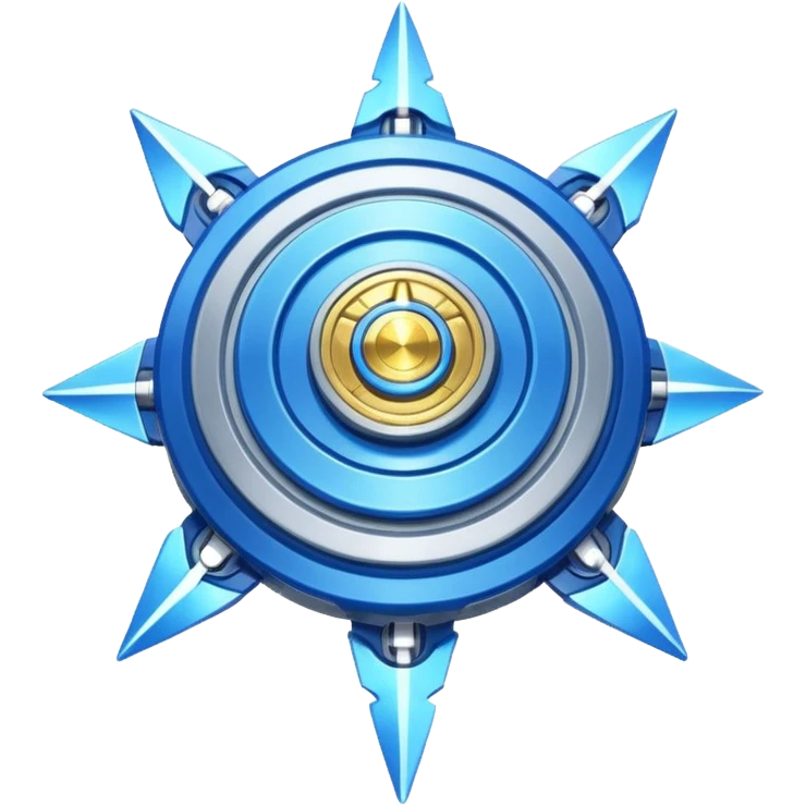 A blue Beyblade with 3 pointed blades like Victory Valtryek emoji