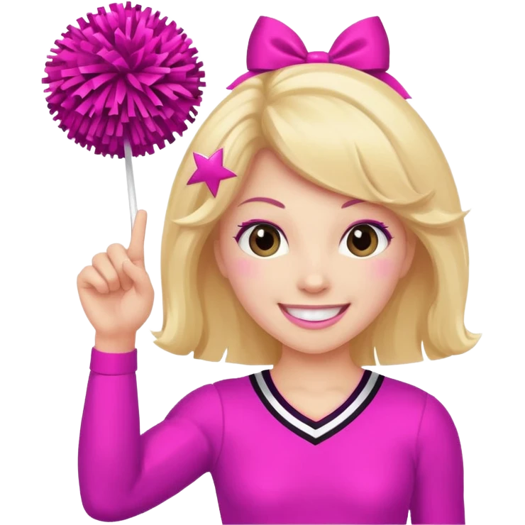 football cheerleader, holding a cheering, pink and twinkle emoji
