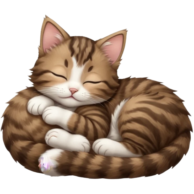 dark brown tabby and white kitten sleeping on its back emoji