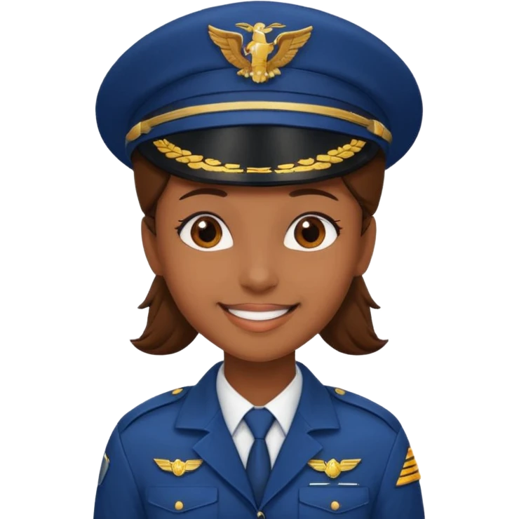 Young, brown skin, wearing pilot uniform include hat emoji