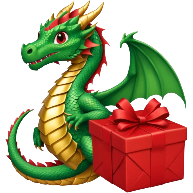 a dragon is holding a gift emoji