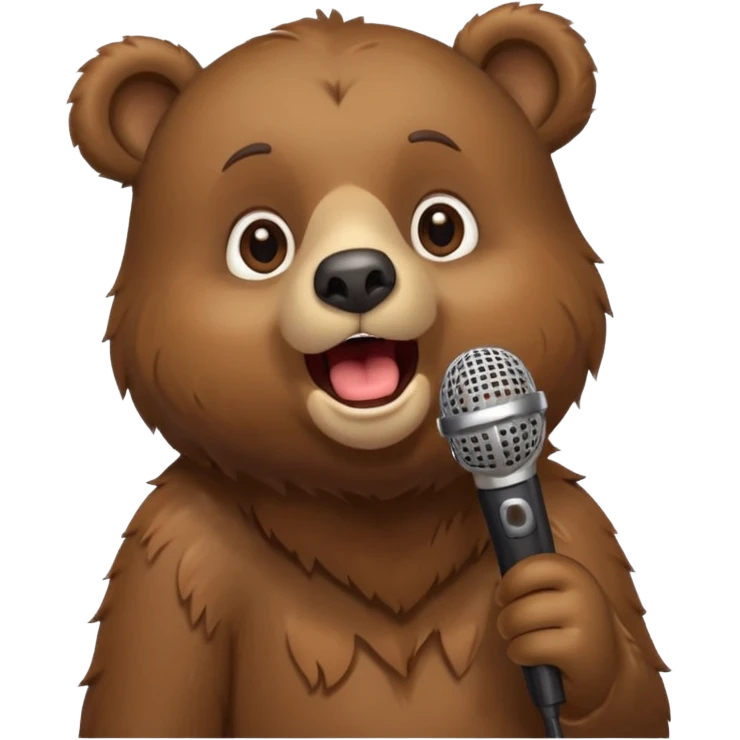 a bear singing into mic emoji