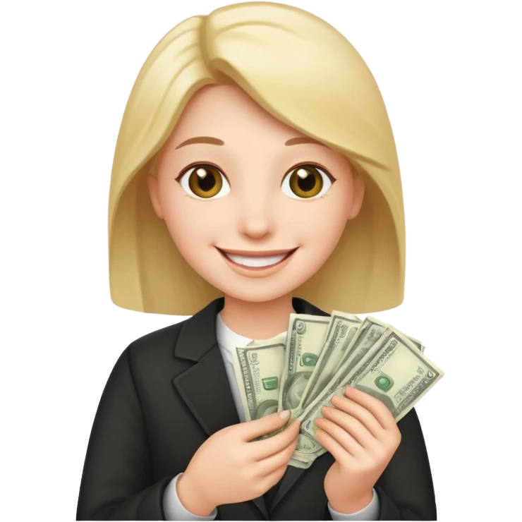 persona feliz con dinero  emoji