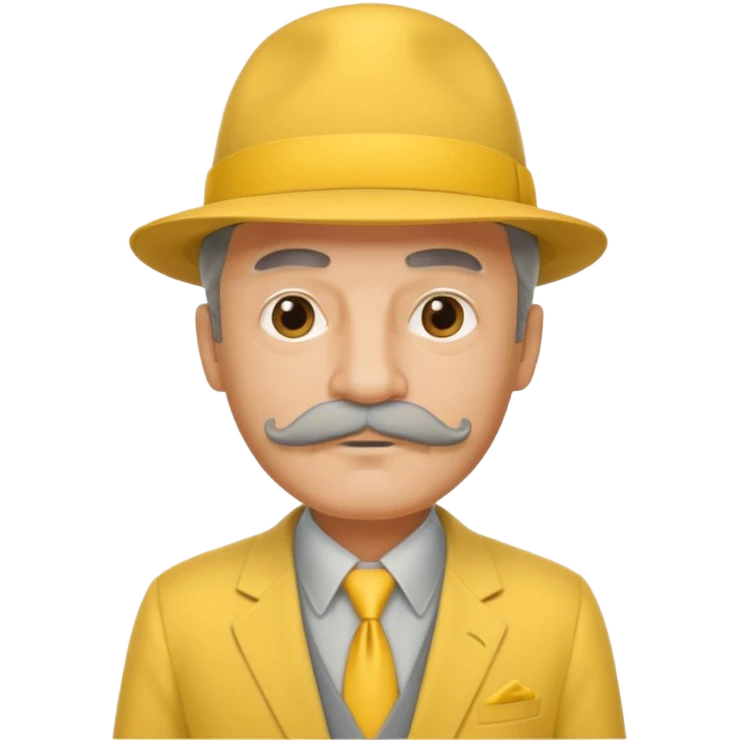 middle aged mobster with yellow colored suit and hat and grey mustache with grey beard emoji