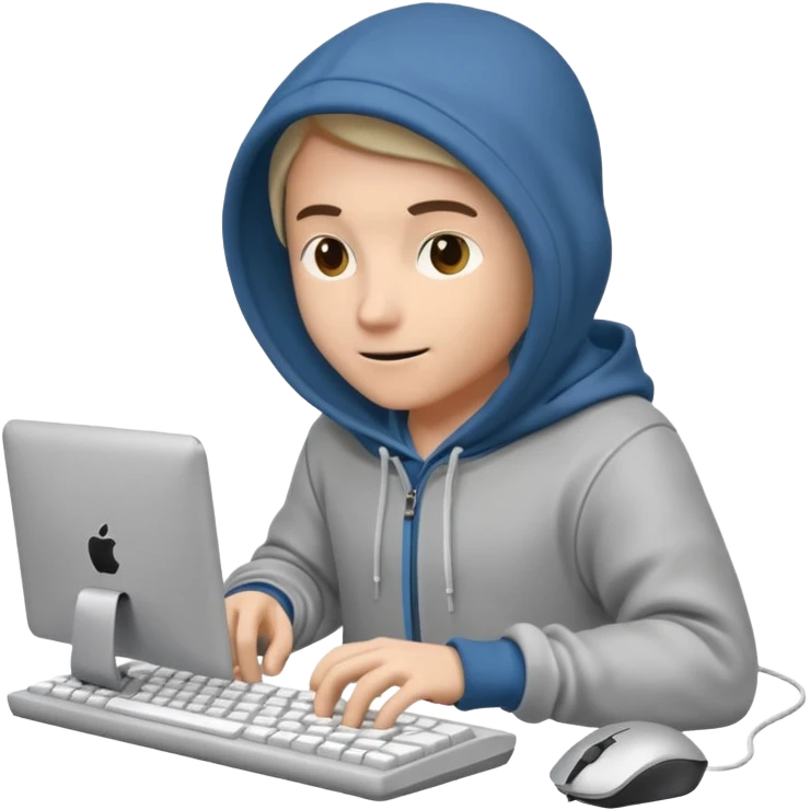 a 3d hacker with computer emoji