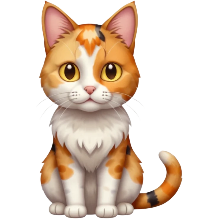 full body anxious looking colourful patchy calico tabby cat emoji