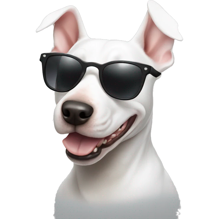 White Bull terrier with sunglasses  emoji