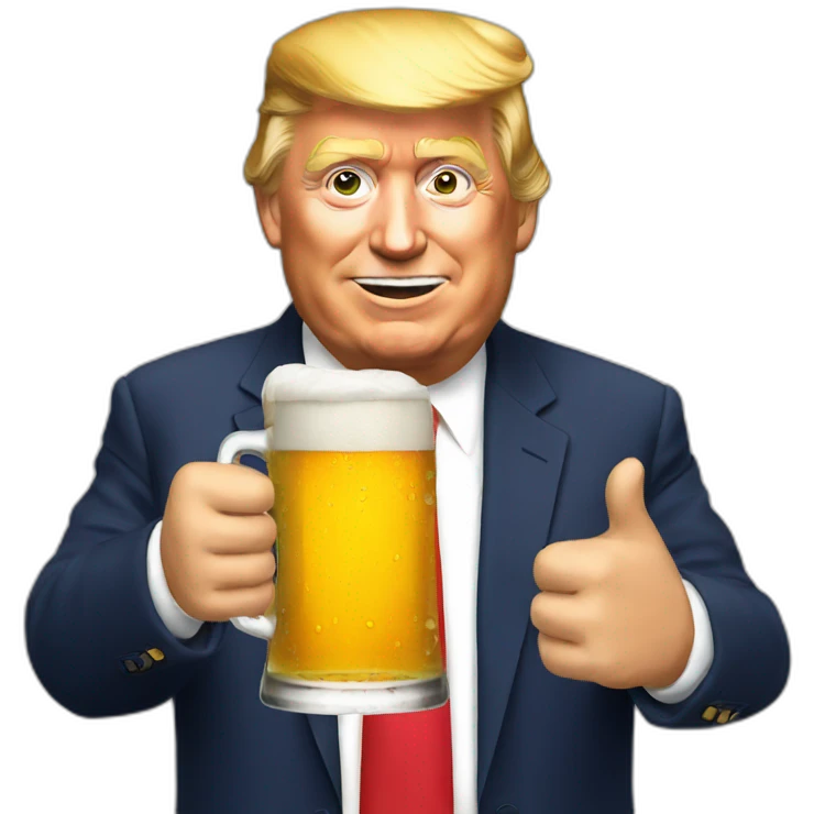Trump drinking beer emoji