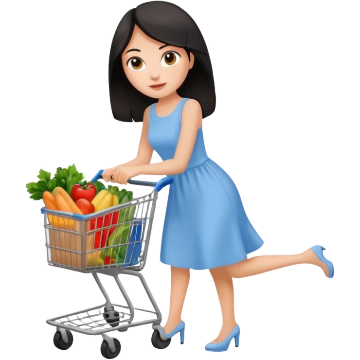 dark haired lady grocery shoppign emoji