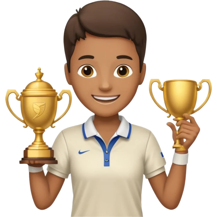 Tennis champion with trophy emoji