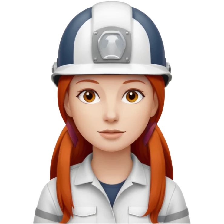 Mujer pelo rojo y largo con casco blanco sin logos  emoji