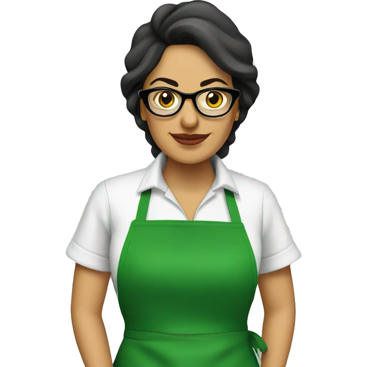 mexican lady green apron  with glasses cooking tacos emoji