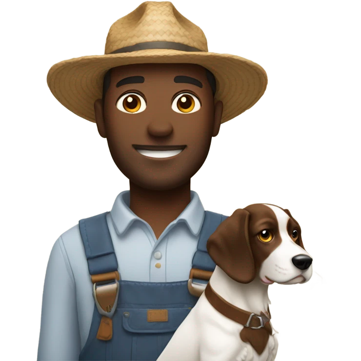 Farmer man with springer spaniel  emoji