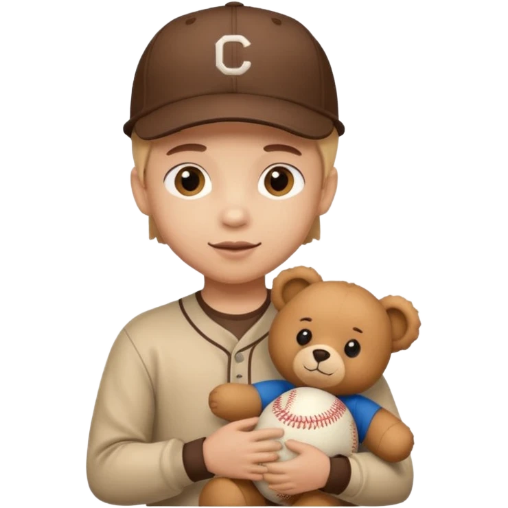 kid wearing hat with teddy bear  emoji