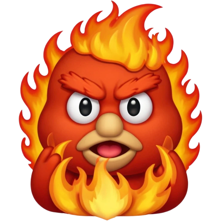 Elmo angry surrounded by fire emoji
