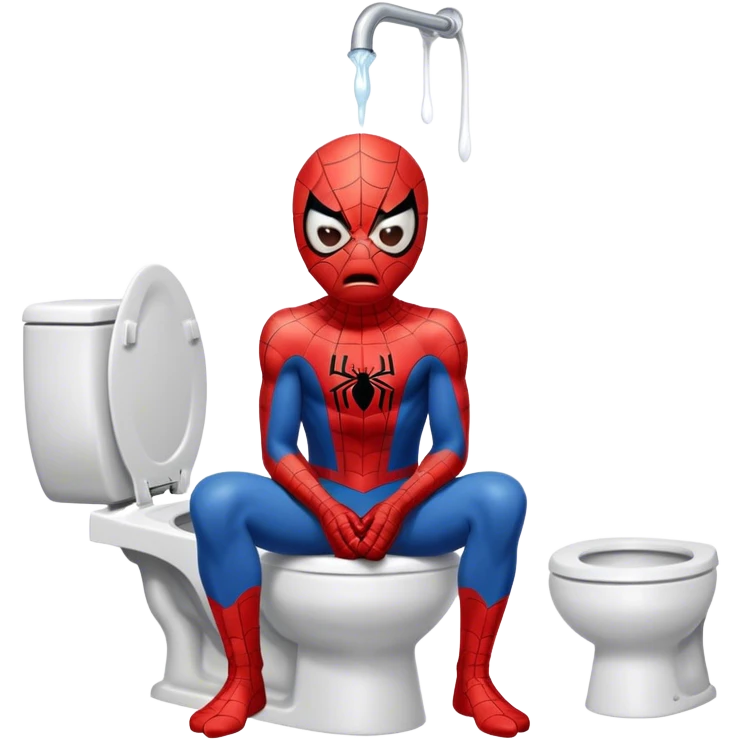 Spiderman crying on the toilet emoji