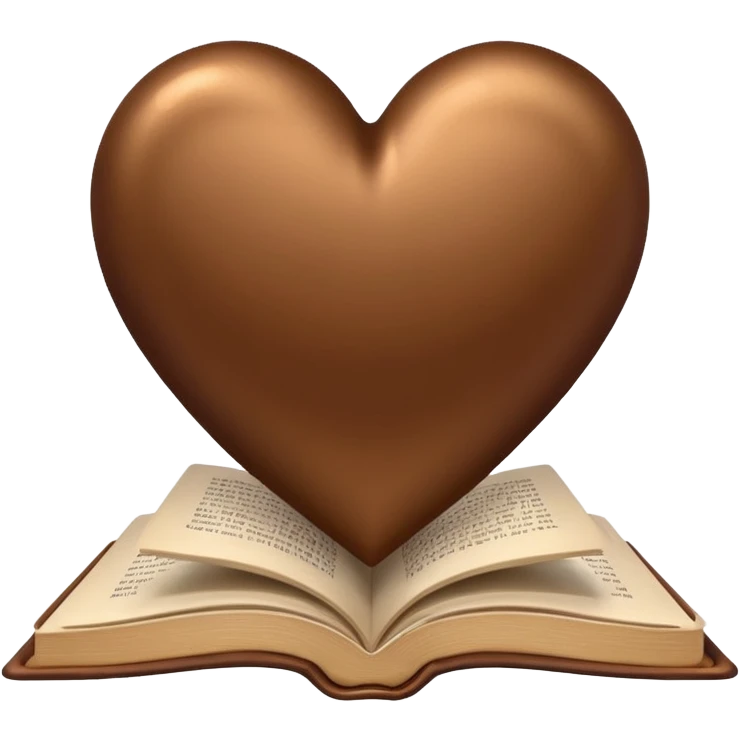 Brown satin heart with book emoji