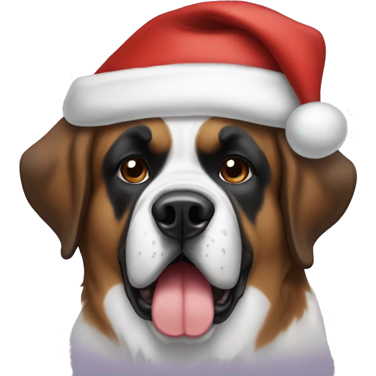 Saint Bernard with a Santa hat emoji