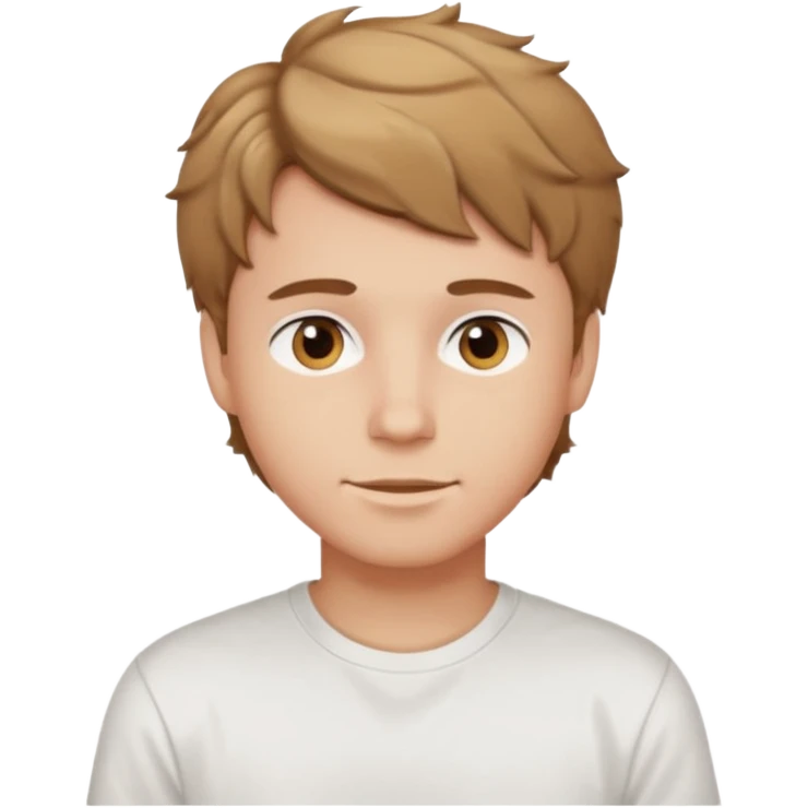 Rapaz jovem com cabelo castanho claro ondulado e curto emoji