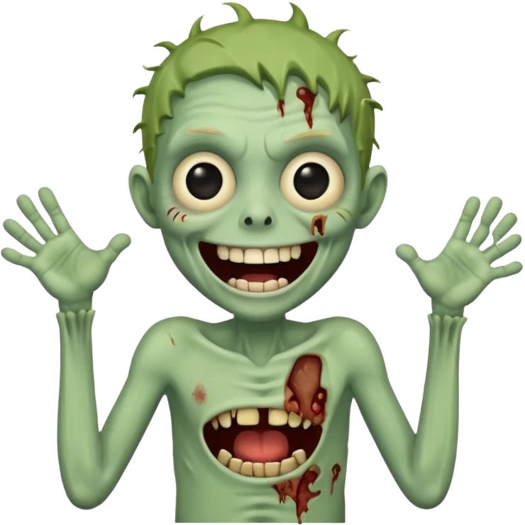 A cute, cheerful zombie is laughing hard, standing up emoji