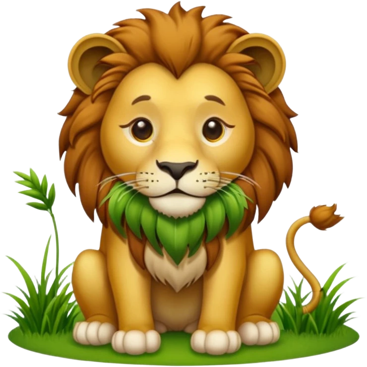 lion eating grass emoji