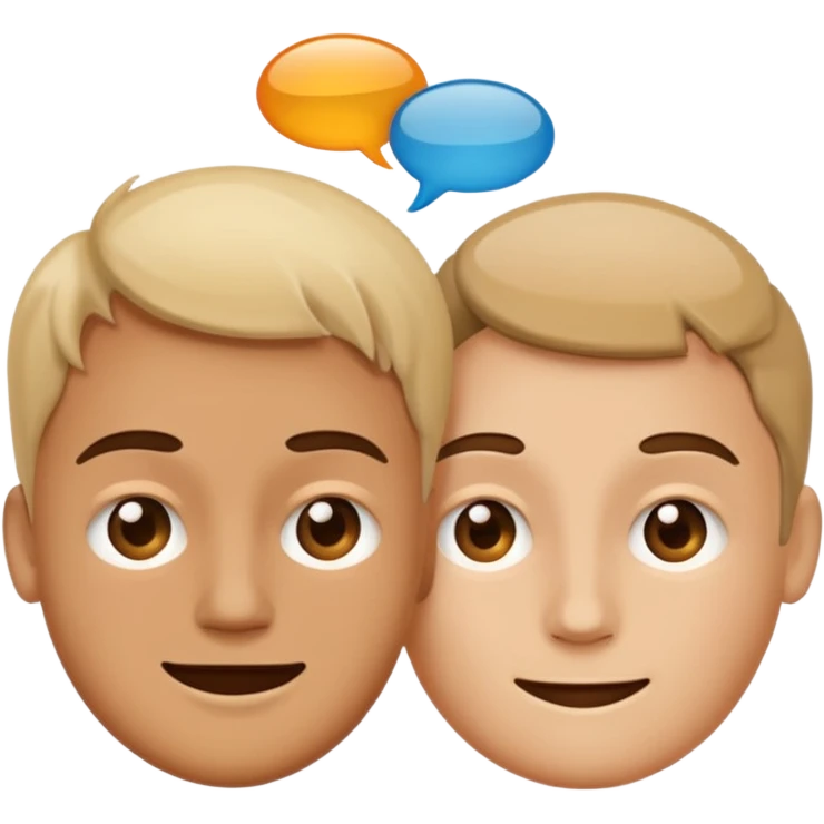 two faces connected by speech bubbles emoji