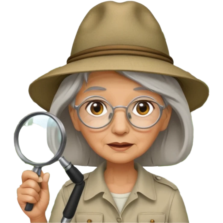 an old woman with jungle and magnifying glass emoji