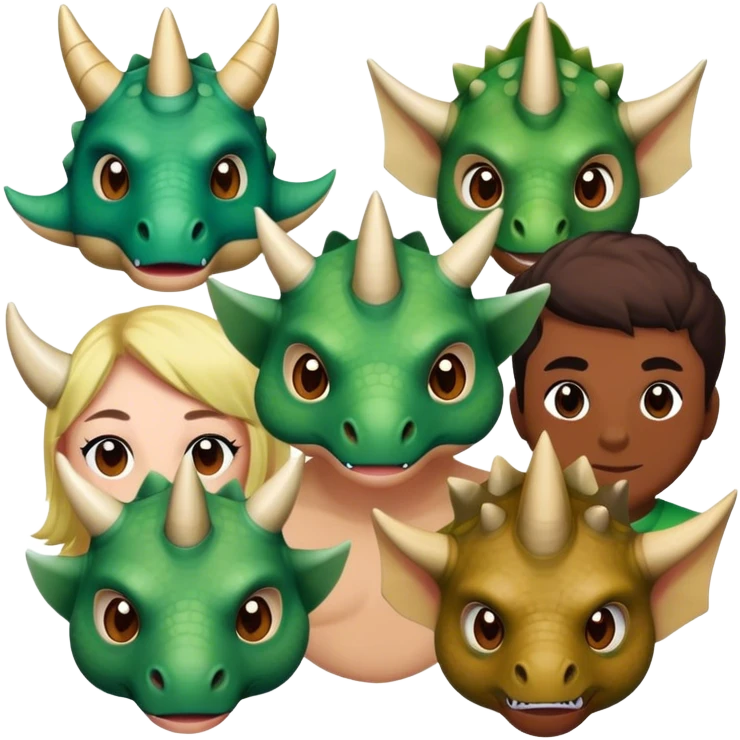 faces of different office green triceratops emoji