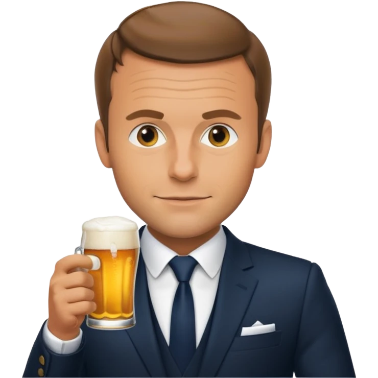 Macron drinking beer emoji
