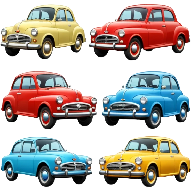 classic cars with different colors  emoji