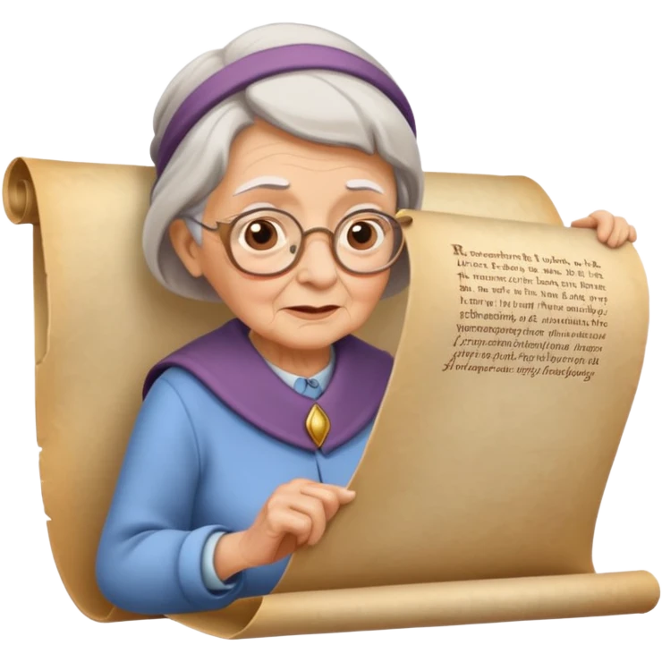 Old lady reading a large scroll  emoji