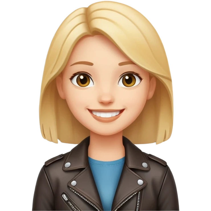 smiling girl in leather jacket emoji