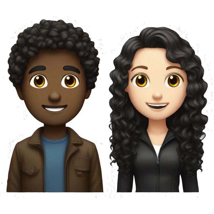 white boy with dark brown hair and white girl with long black curly hair emoji