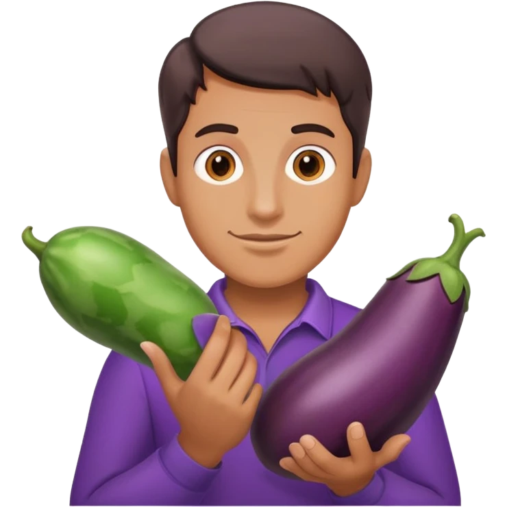 Man with eggplant emoji