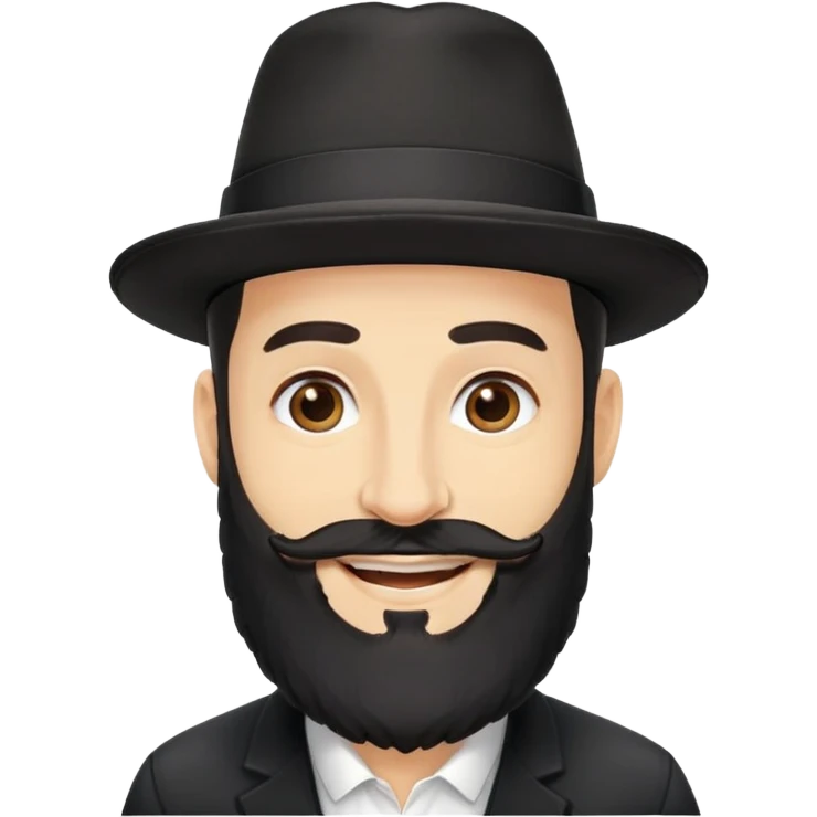 Jewish man with large beard, black hat, payot, smiling emoji