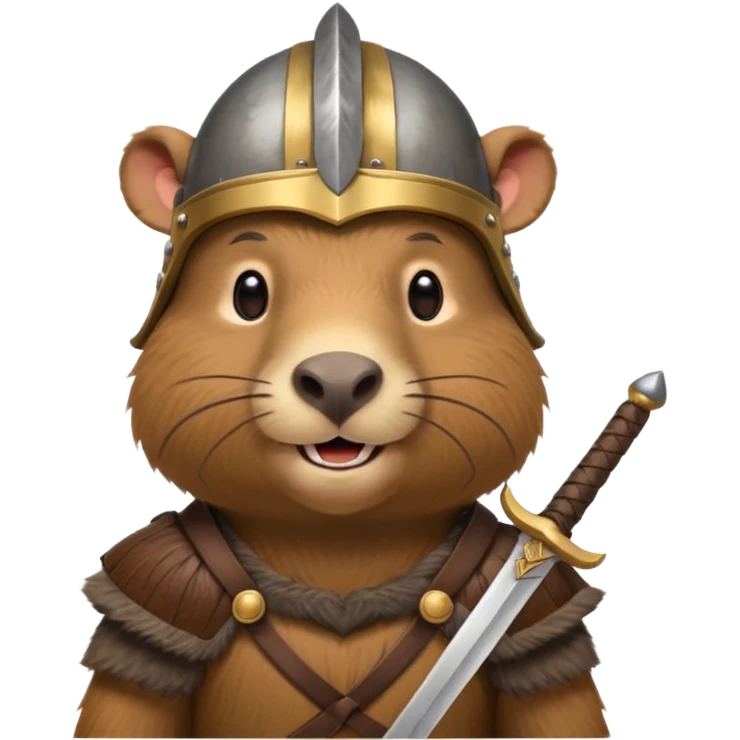 capybarra with viking helmet and sword emoji