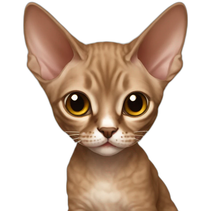 Brown devon Rex cat cute emoji
