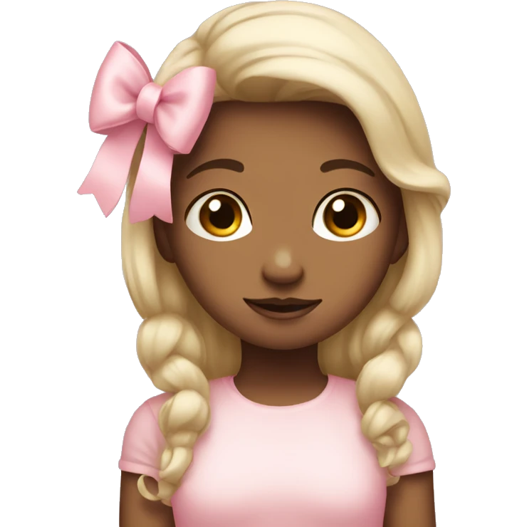 Shy girl with pastel pink bow emoji