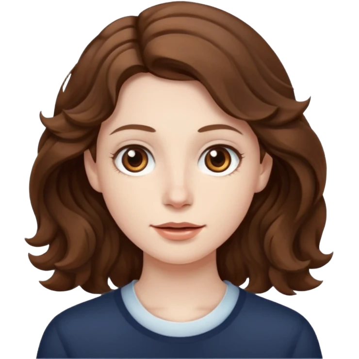 Pale skin,wavy hair brown, brown eyes emoji