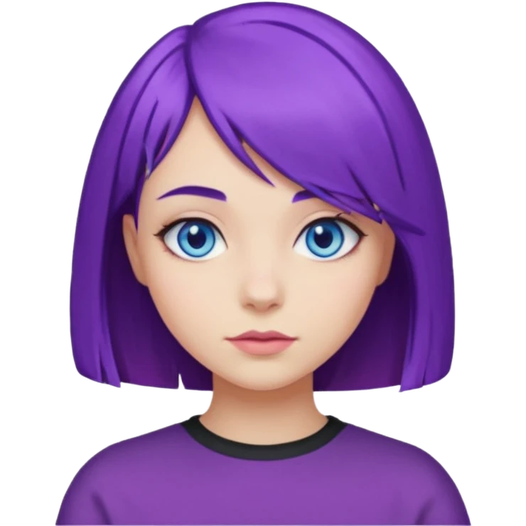 Девушка с фиолетовым волосами карэ голубые глаза emoji