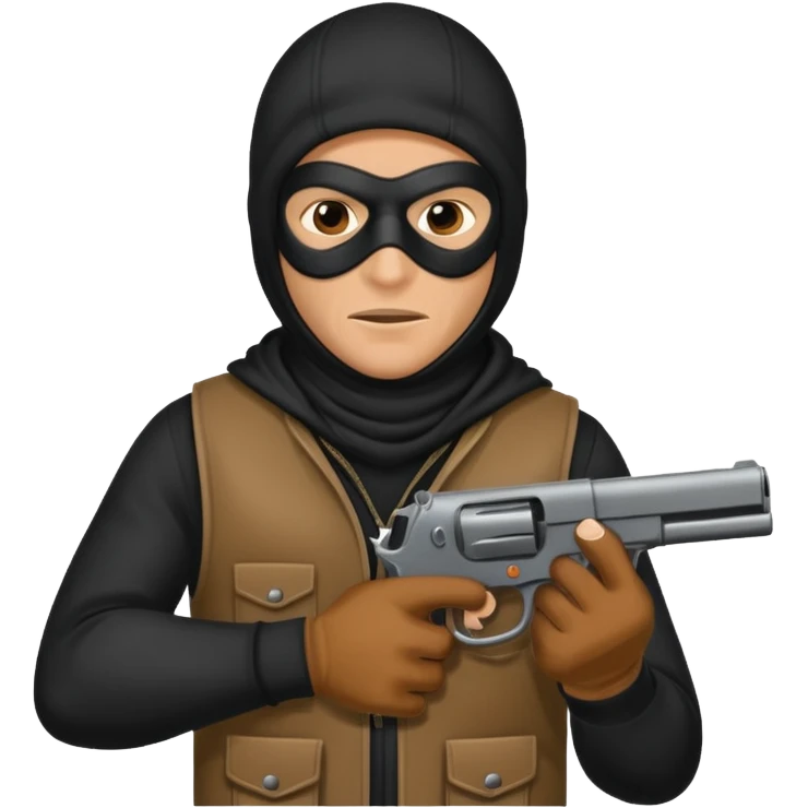 Hoodlum burglar madk and gun with switch and extended clip emoji