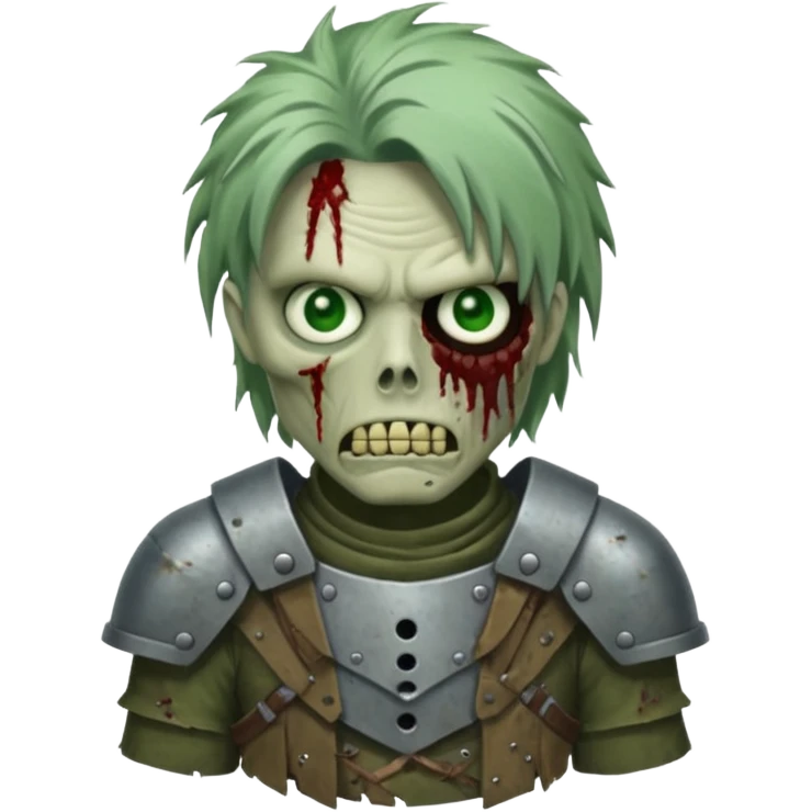armoured zombie with hair emoji
