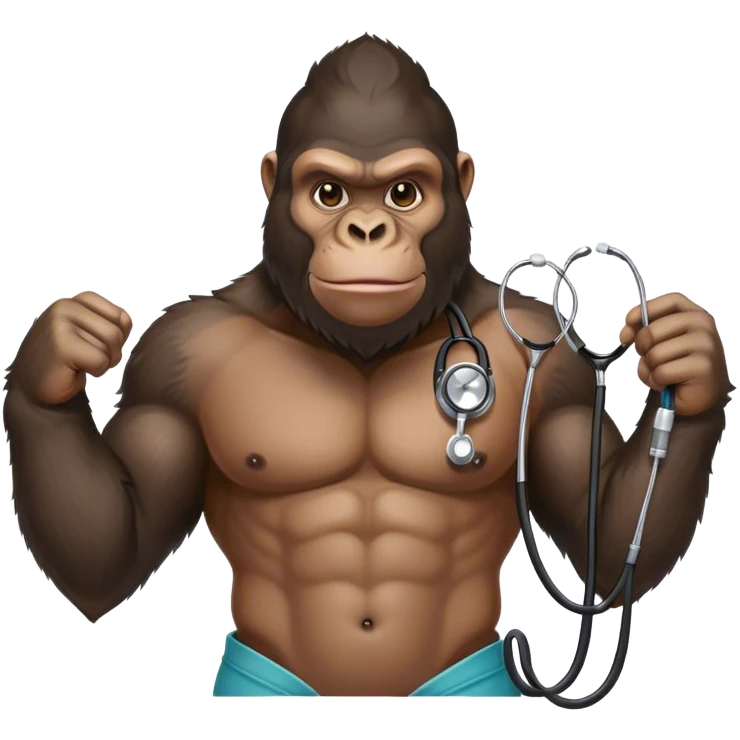 super buff gorilla WITH STETHOSCOPE emoji
